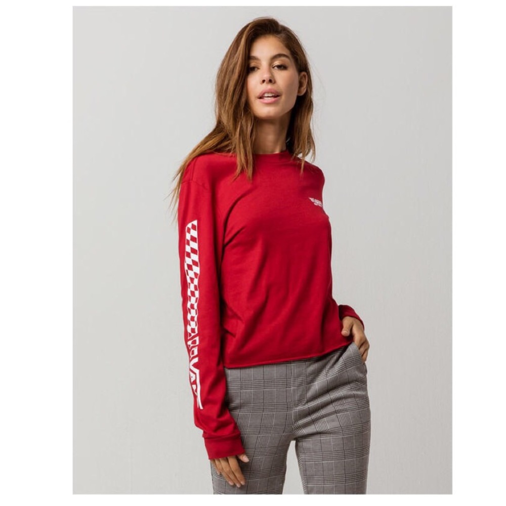 VANS NWOT Red Crossed Sticks Womens Tee L - Picture 1 of 7